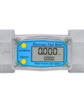 1.5-inch Turbine Flow Meter with LCD, showing display screen, for diesel kerosene gasoline, range 10-73.5 GPM, tangible and cumulative reads
