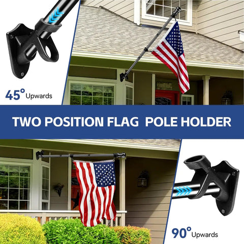 All American Outdoor Flag Kit With Heavy Duty 5 Ft Aluminum Pole 3x5 Ft Embroidered US Flag No Tangle Spinning Rings Bracket Display