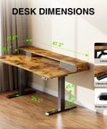 Standing Desk With Storage Drawers And Monitor Shelf For A Game Ready Office Setup Adjustable Height Computer Desk For Home Office Study Gaming And Workstation 47.2 By 27.6 Inches Brown with dimensions and features.