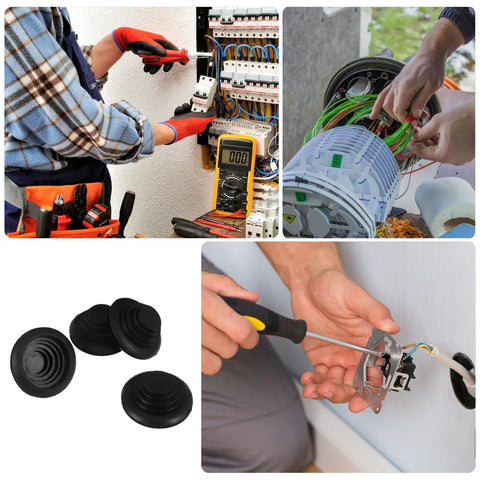 10 Pack Tower Shaped Rubber Grommet Kit Black Drill Hole Protectors For Cables And Wires Tough As Nails Wall Panel Grommets insulated flame retardant for cable management