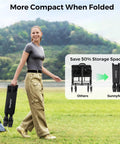 Woman carrying folded 3 In 1 Collapsible Wagon With Canopy, All Terrain Wheels, 230L Capacity, Foldable Utility Cart