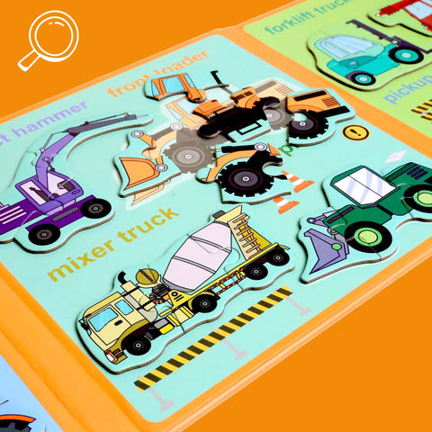 Travel Ready Magnetic Puzzles For Toddlers Ages 1 To 3 And 2 To 4, Excavator Refrigerator Magnets Set With Construction Vehicles.