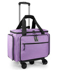 Lilac Rolling Teacher Bag With Five 360 Degree Swivel Wheels And Detachable Trolley, Fits 15.6 Inch Laptop, shown on white background