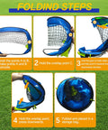 Step-by-step folding guide for Pop Up Soccer Goals For Backyard And Beach Training Portable Foldable Lightweight Indoor Outdoor Football Goal With Carry Bag Quick Setup In Under A Minute No Tools Needed For Instant Fun On The Go.