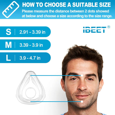 Size guide for using Replacement Cushion For F20 Medium Full Face Mask Snug Leak Proof Fit That Seals Comfortably All Night