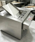 Heavy Duty Commercial Electric Dough Roller And Sheet Machine Features 2200W Motor For Uniform Pizza Base Baking Sprocket Drive Pressing System stainless steel construction.