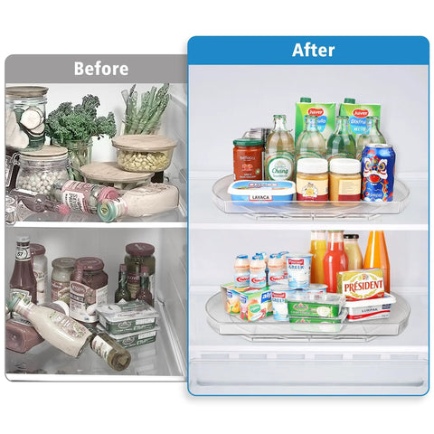 Slick Rectangular Lazy Susan Turntable For Refrigerator And Pantry With Smooth Spin Base That Glides Like Butter, improves storage organization.