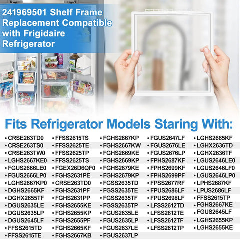 Upgraded 241969501 Refrigerator Shelf Frame With Glass And Crisper Pan Cover for Frigidaire Shelf Replacement models list
