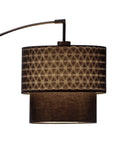 Detail of Gala Arc Floor Lamp in Black with Adjustable Arm, Double Kaleidoscope Fabric Shade, Modern Living Room Accent