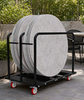 2 In 1 Furniture Dolly 1000 Lbs Adjustable Moving Cart With Multi Slot And Flatbed Modes carrying round tables on patio