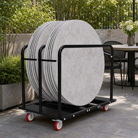 2 In 1 Furniture Dolly 1000 Lbs Adjustable Moving Cart With Multi Slot And Flatbed Modes carrying round tables on patio