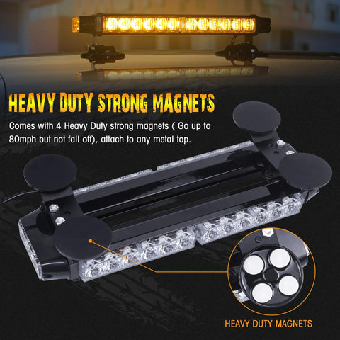 LINKITOM roof-top amber LED strobe light bar with four heavy-duty magnets