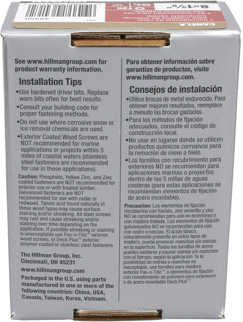 Installation tips for Tan Star Drive Composite Deck Screws Pre Drilled Countersunk Real Deal Fasteners, important cautions and usage guidelines.