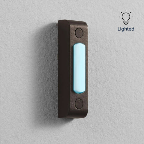Wired Push Doorbell Button In Oil-Rubbed Bronze Metal Finish, Lighted Surface-Mount Outdoor Doorbell Button For Home Improvement, Weatherproof Low-Voltage Max 16V, Easy Install And Durable.