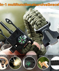 5 In 1 Paracord Survival Bracelet With Compass Fire Starter Whistle Glass Breaker And Paracord For Camping Hiking Hunting