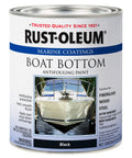 Marine Flat Boat Bottom Antifouling Paint For Fiberglass, Wood And Steel With Copper Release, Recoat In 4 Hours, Black, 1 Quart