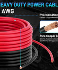6 AWG Battery Cable Set 20ft Black and 20ft Red, Pure Copper Heavy Duty Wire With Terminal Lugs and Heat Shrink Tubing, Built for Cars RVs Boats Inverters Solar and Welding Projects, coiled red and black