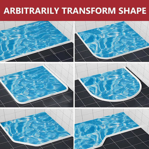 67 Inch Collapsible Shower Threshold Water Dam For Wheelchair Accessible Showers Silicone Barrier showing flexible shapes
