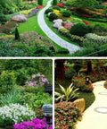 Beautifully landscaped garden paths and flower beds suitable for 40 Ft Garden Landscape Edging Kit With 40 Spikes Black 2 Inch Tall Paver Edging.