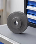 Heavy Duty Single Groove Cast Iron Pulley Wheel With 100 Mm O D And 19 Mm Bore Keyway For Air Compressor Drive Shaft V Belt Systems on gray surface.