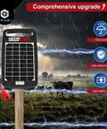 Solar Powered Fence Charger 0.18J Output With 24 7 Day Night Protection Portable Fence Energizer in rainy field