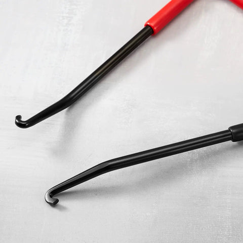 Close-up of Two Piece Exhaust Spring Puller Tool Hooks Kit for Motorcycle Dirt Bike and Snowmobile Removal T Handle Expander