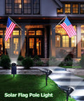 Bright Solar Spot Lights Outdoor Waterproof 18 LED 2 Mode Brightness Dusk Till Dawn Landscape Lighting illuminating flags