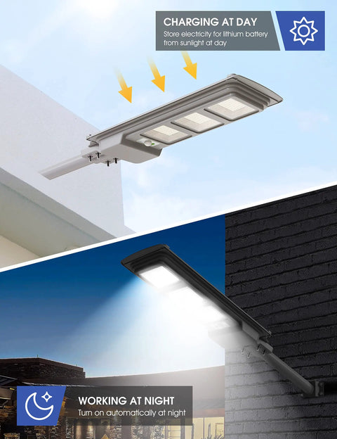 500W Solar Street Lights Outdoor 20000 Lumens LED Solar Parking Lot Lights Dusk To Dawn Sensor With Remote Control 6000K