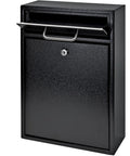 Rugged High Security Steel Locking Wall Mounted Mailbox Drop Box With Anti Pry Latch Night Drop Key Drop Interoffice Mail Payment Drop 12 Disc Wafer Lock Chrome Alloy Hook Cam Black Finish