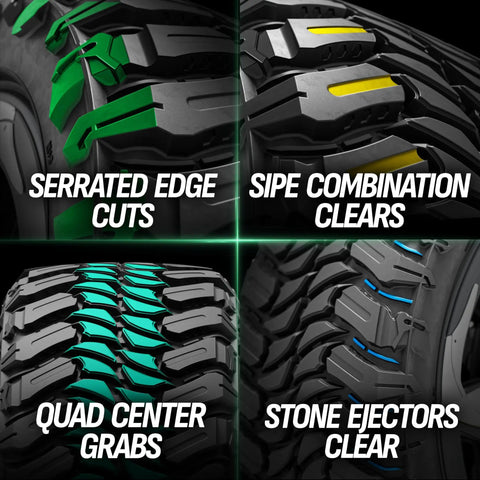 Trail Blade MTS Mud Terrain Radial Tire For Light Trucks And Jeeps, 35X13.50R24LT tread details and features