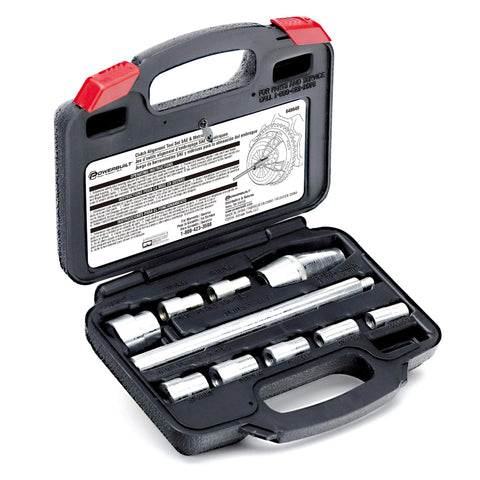 Powerbuilt 8-piece metric/SAE clutch alignment tool set in open hard-plastic case (front view)