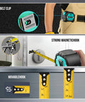3-In-1 Laser Tape Measure With Cross Line, 196ft Rangefinder, 16ft Auto-Lock Magnetic Tape, Converts Inches Feet Meters And Linear Area Volume For DIY Pros, Woodworking And Construction Layouts, belt clip and magnetic hook shown