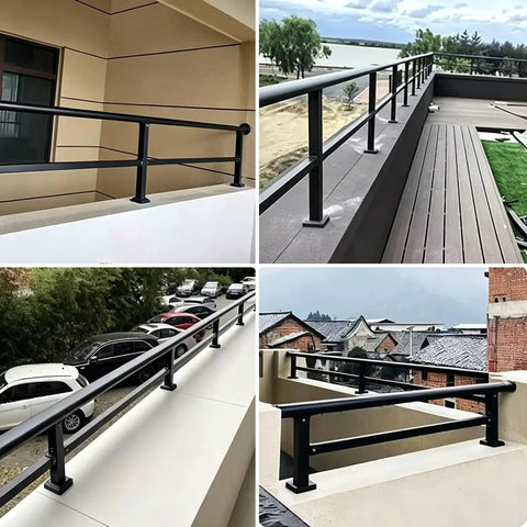 Top Shelf Weatherproof Aluminum Rooftop Deck Railing Kit Easily Raises Low Parapet Walls for added privacy on modern terrace.