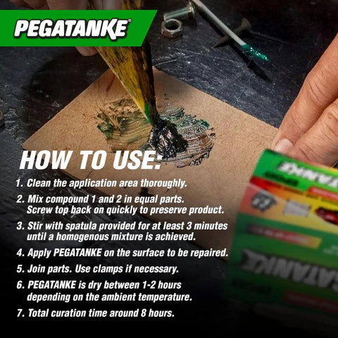 Instruction sheet for Two Part Epoxy Resin And Cold Weld Adhesive For Gas Tanks And General Repairs.