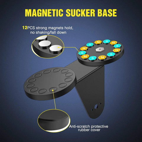 Magnetic Base LED Light Bar Mounting Brackets Set For Hood Or Roof Mounts With Strong Sucker Holders Black 2 Pack