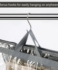 Clear Dustproof Handbag Storage Organizer with Hanging Zipper Pouches and Hooks, showing close-up of hook on rod.