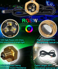 Underwater Boat Drain Plug RGBW LED Light IP68 Marine Trailer Light with 1/2in NPT, borosilicate lens, and marine-grade casing