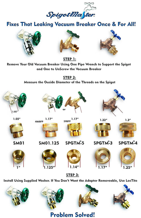 Vacuum Breaker Adapter For Hose Bib Converts Anti Siphon Spigot To Normal Garden Hose Connection Fits Arrowhead 482BFP