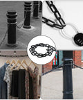 Black Plastic Chain Links Kit 3 Ft Long 6mm Links With 5 S Hooks for barriers and crowd control use in various environments