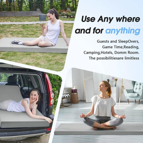 3 Inch Memory Foam Camping Pad for Car Camping and Tents used outdoors, in a car trunk, and indoors for meditation
