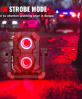 2Pack Rechargeable LED Work Light With Magnetic Bases, 2500LM 6500K Cool White in red strobe mode during roadside emergency