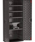 Open 19 Cubic Ft Heavy Duty Resin Cabinet with Lockable Handles, Metal Reinforced Shelves for Basement, Garage Storage, Black