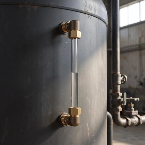 Industrial Water Level Gauge With One Quarter Inch Thread For Buckets And Cisterns, High Temperature Resistant Glass And Copper Tube, Precise Measurement, Built Tough Right Angle Display For Home Use on tank