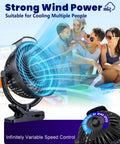 Rechargeable Clip On Fan 10000mAh, 8 Inch Portable Desk And Bedside Fan With Led Light, showing strong wind power effect