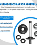 Arbor Assembly For Delta Unisaw Right Tilt With Blade Nut Bearings Blade Collar And Pulley Nut Replaces Part 422043030003
