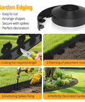 Heavy Duty 33 Foot Landscape Edging No Dig Plastic Garden Border Two Inch Tall Strong Border With 30 Anchoring Spikes Easy Installation In Sun And Rain Black installation process and uses.