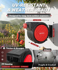 Retractable Garden Hose Reel One Half Inch By 50 Ft Wall Mounted Outdoor Hose Organizer With Any Length Lock shown in garden