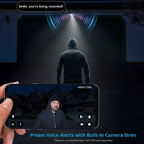 Man at night captured by 1080p HD Indoor Outdoor Spotlight Cameras Wired Add On With Preset Voice Alerts And Built In Siren For DVR Systems