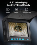 Sewer Camera Probe Kit With 164 Ft Cable, 4.3 Inch Color Screen, IP68 Waterproof Drain Inspection Tool With 6 Adjustable LEDs, Long Battery Life, SD Card Included, Dope For Pipes, Ducts, And Sewer Lines. 4.3-inch monitor showing sewer pipe view