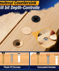 Lmutexyi 11-piece countersink drill bit set, titanium-coated, 1/4 in hex shank for wood with depth control